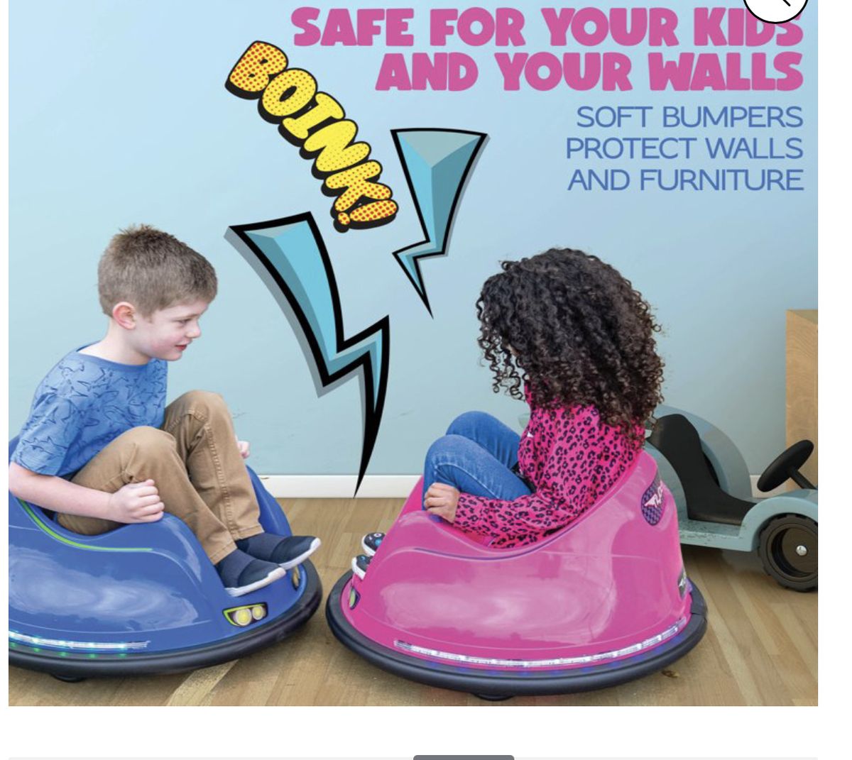 6 Volt Battery Powered Bumper Car Blue With LED Lights; Battery And Charger Included