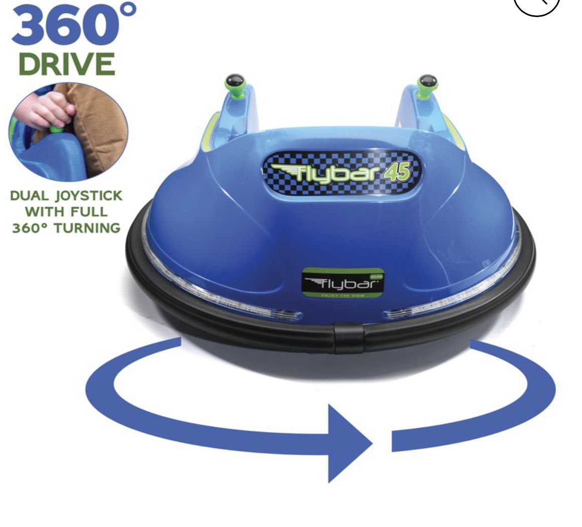 6 Volt Battery Powered Bumper Car Blue With LED Lights; Battery And Charger Included