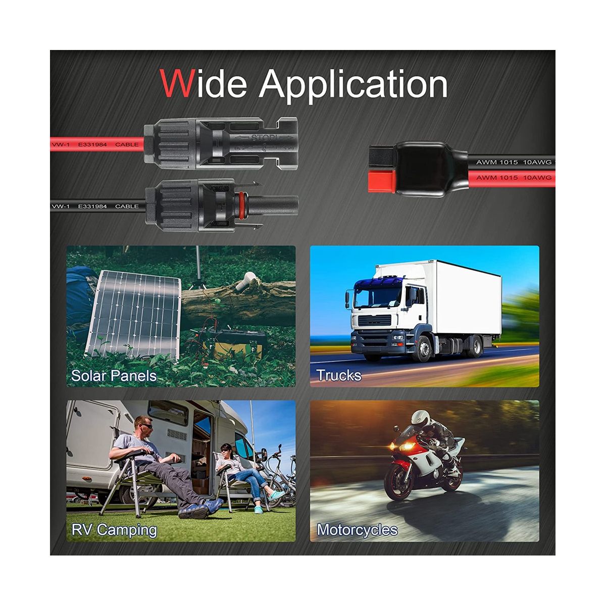 10AWG Solar Panel Cable KitsSolar Connectors Extension Cable for Solar Panel RVCompatible with Anderson Connector Goal