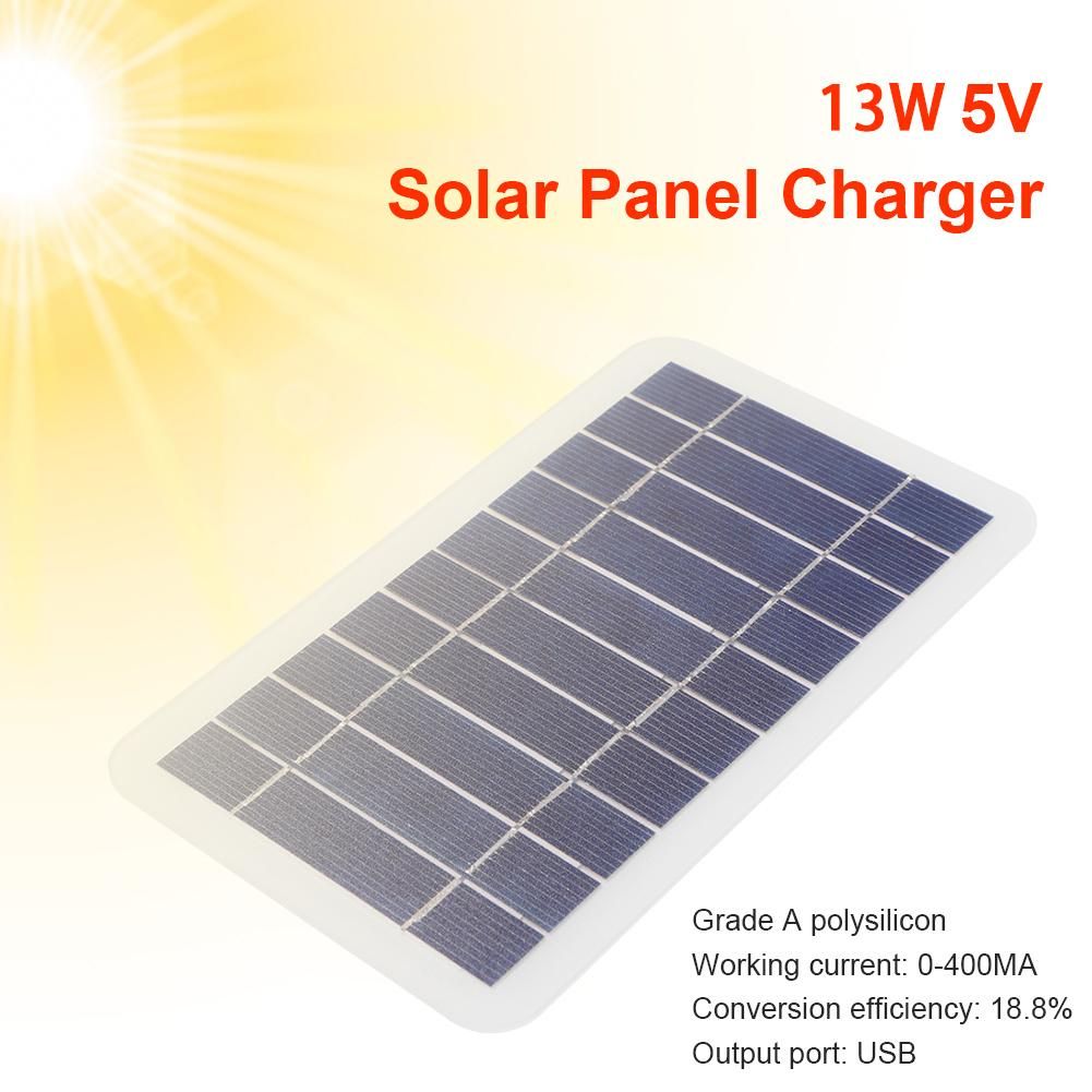 13W 5V Solar Panel Outdoor Monocrystalline Silicon Dual USB Solar Flexible Charging Panel for Charging 5V Devices