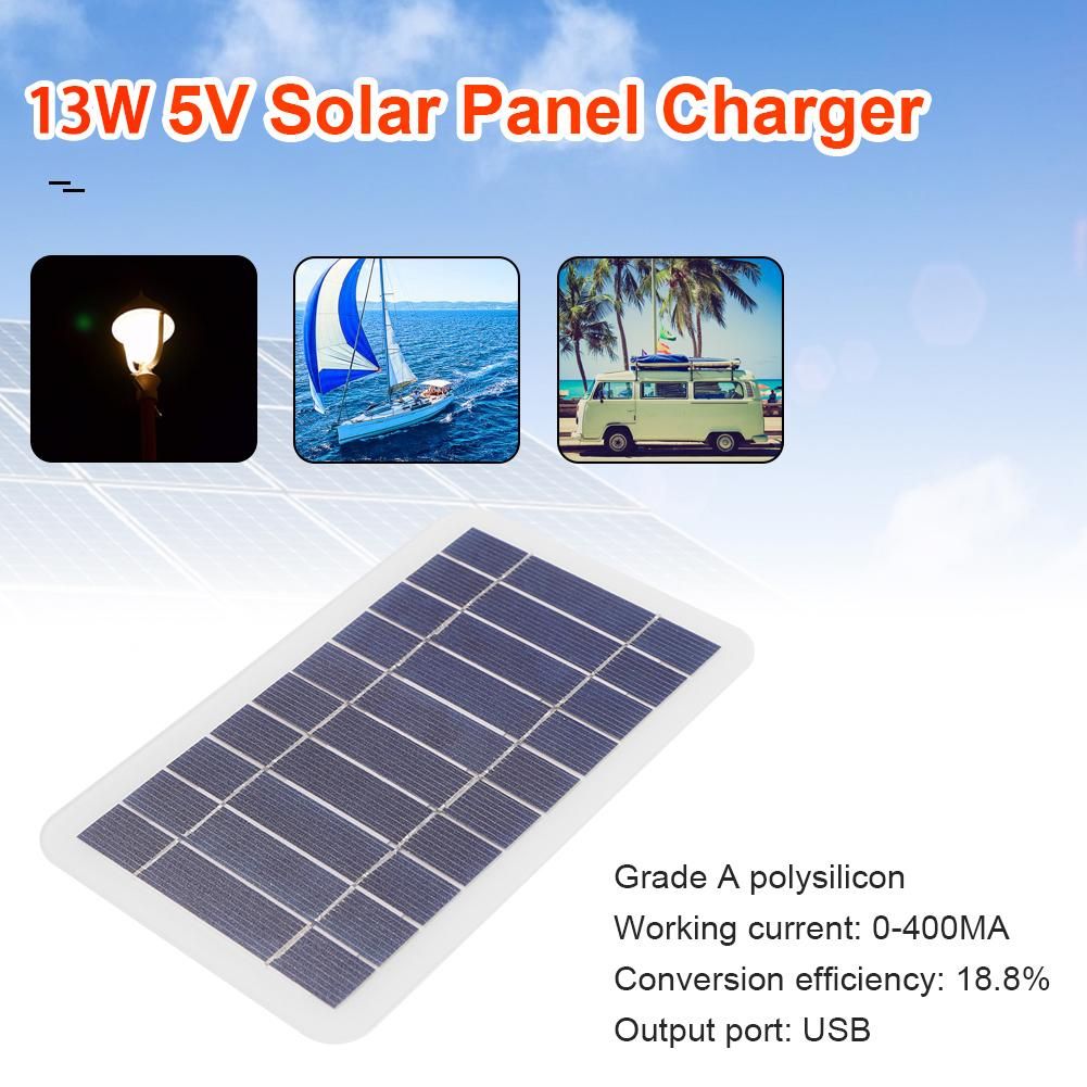 13W 5V Solar Panel Outdoor Monocrystalline Silicon Dual USB Solar Flexible Charging Panel for Charging 5V Devices