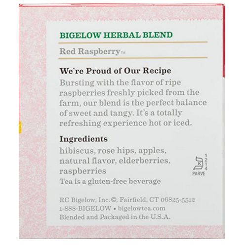 Raspberry Caffeine-Free Herbal Tea, 20 Bags Pack Of 6