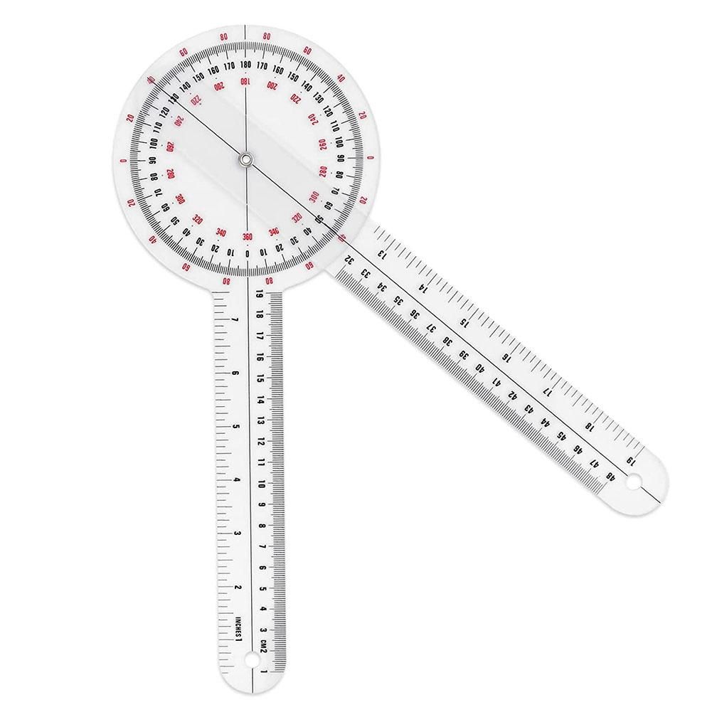 12 Inch GoniometerTransparent Orthopedic Angle Ruler Plastic Goniometer Spinal Goniometer for Body Measuring