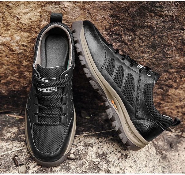 Mens Non-slip Hiking Shoes Sports Sneakers Causal Footwear - Black