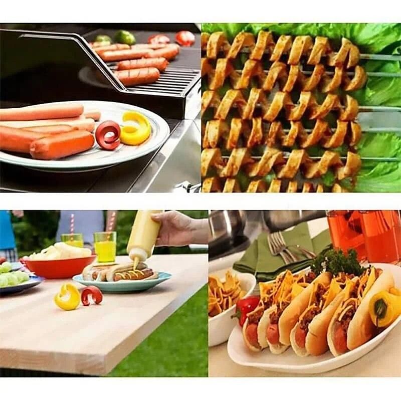 2pcs Cutting Hot Dog Sausage Tool slice your wiener spirl hot dog slicers
