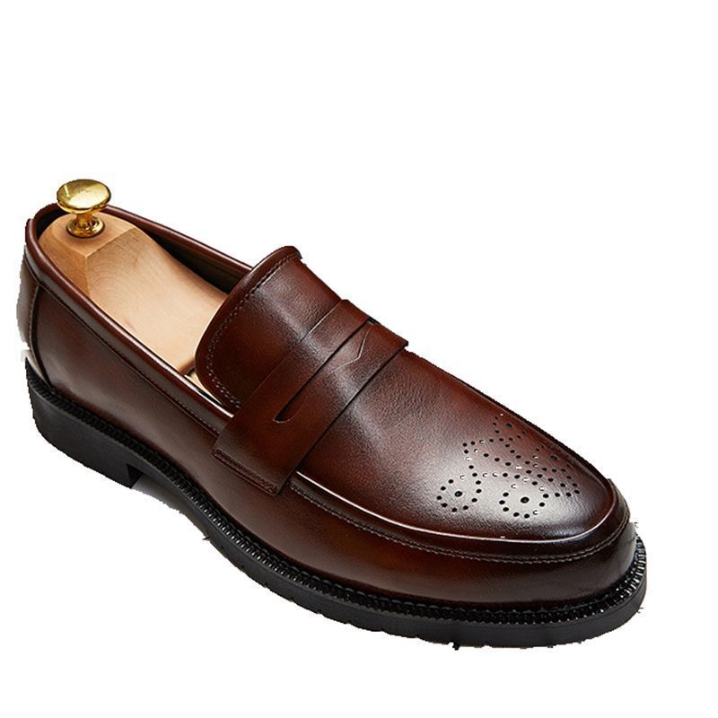 Mens Oxfords Shoes Formal Business Office Loafers-Brown