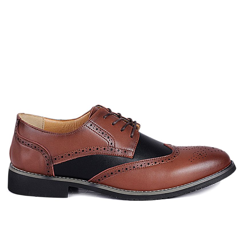 Tryp Wing Brogue Shoes - Brown & Black