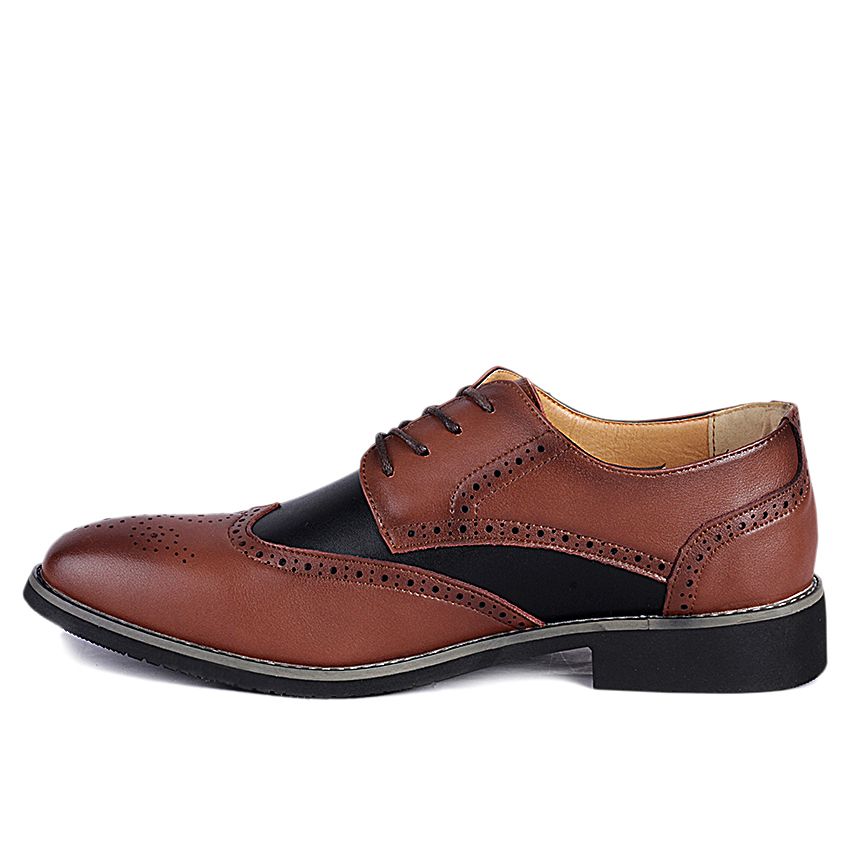 Tryp Wing Brogue Shoes - Brown & Black