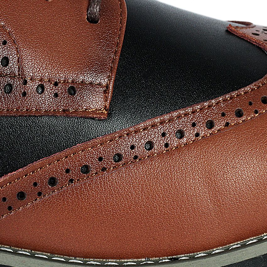 Tryp Wing Brogue Shoes - Brown & Black
