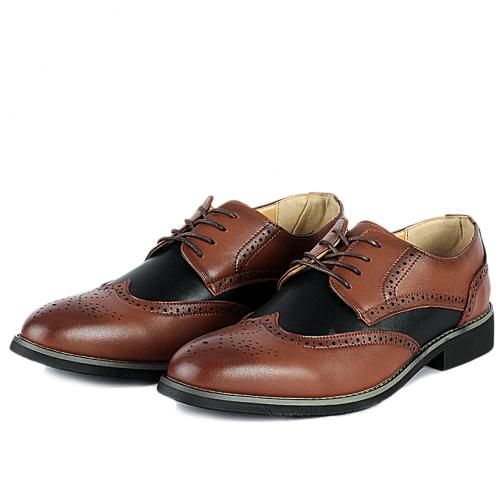 Tryp Wing Brogue Shoes - Brown & Black