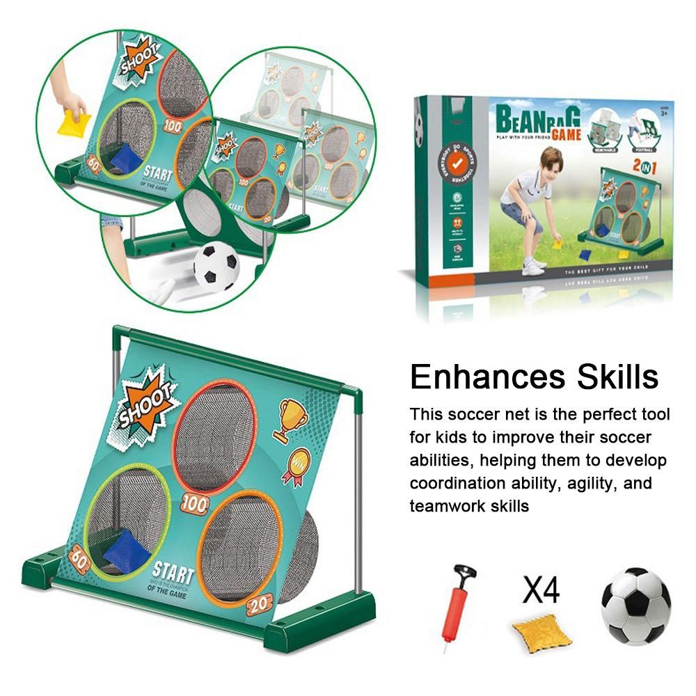 Portable Child Electric Movable Soccer Net Set Foldable Soccer Practice Net Outdoor and Indoor Sports Football Net For Kids 2-in-1 Soccer Net and Sandbag Rack