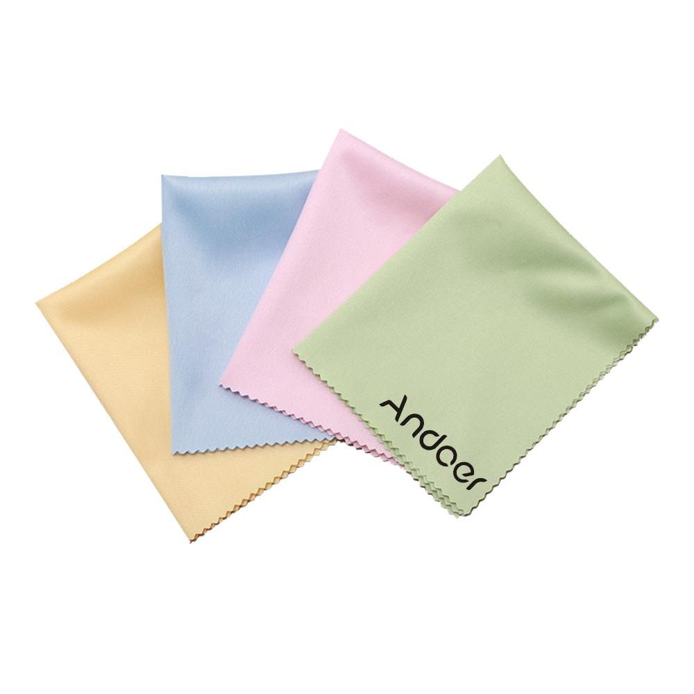 Andoer 10×10cm Microfiber Cleaning Cloth for Glasses 4pcs Screen Cleaner Cloth Premium Cloth for Lens/DSLR Camera/Camcoder/Phone/Tablet/Computer