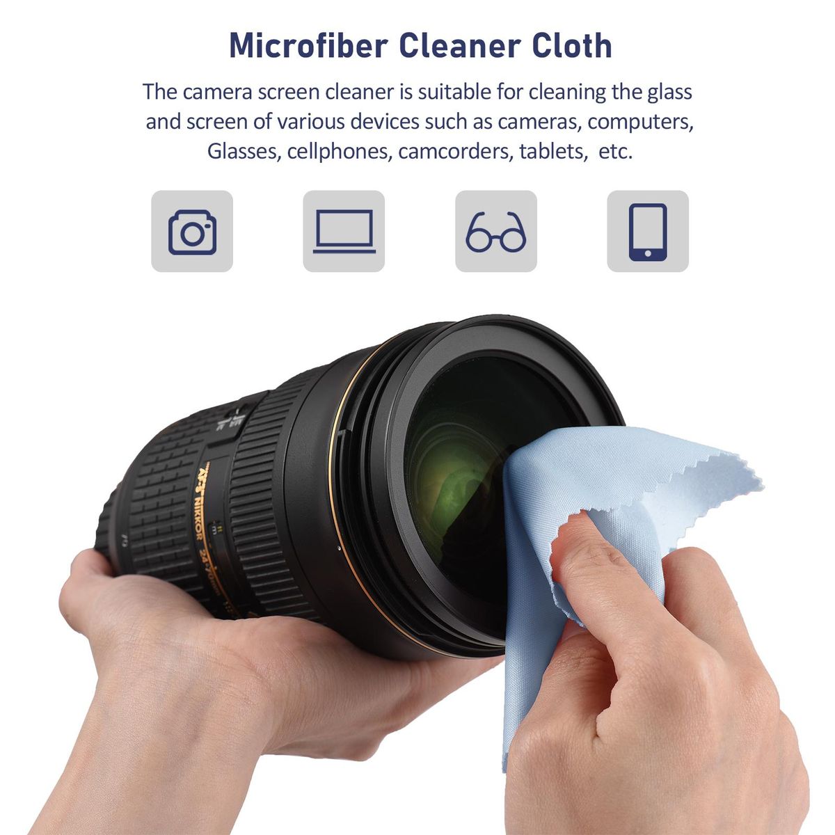 Andoer 10×10cm Microfiber Cleaning Cloth for Glasses 4pcs Screen Cleaner Cloth Premium Cloth for Lens/DSLR Camera/Camcoder/Phone/Tablet/Computer