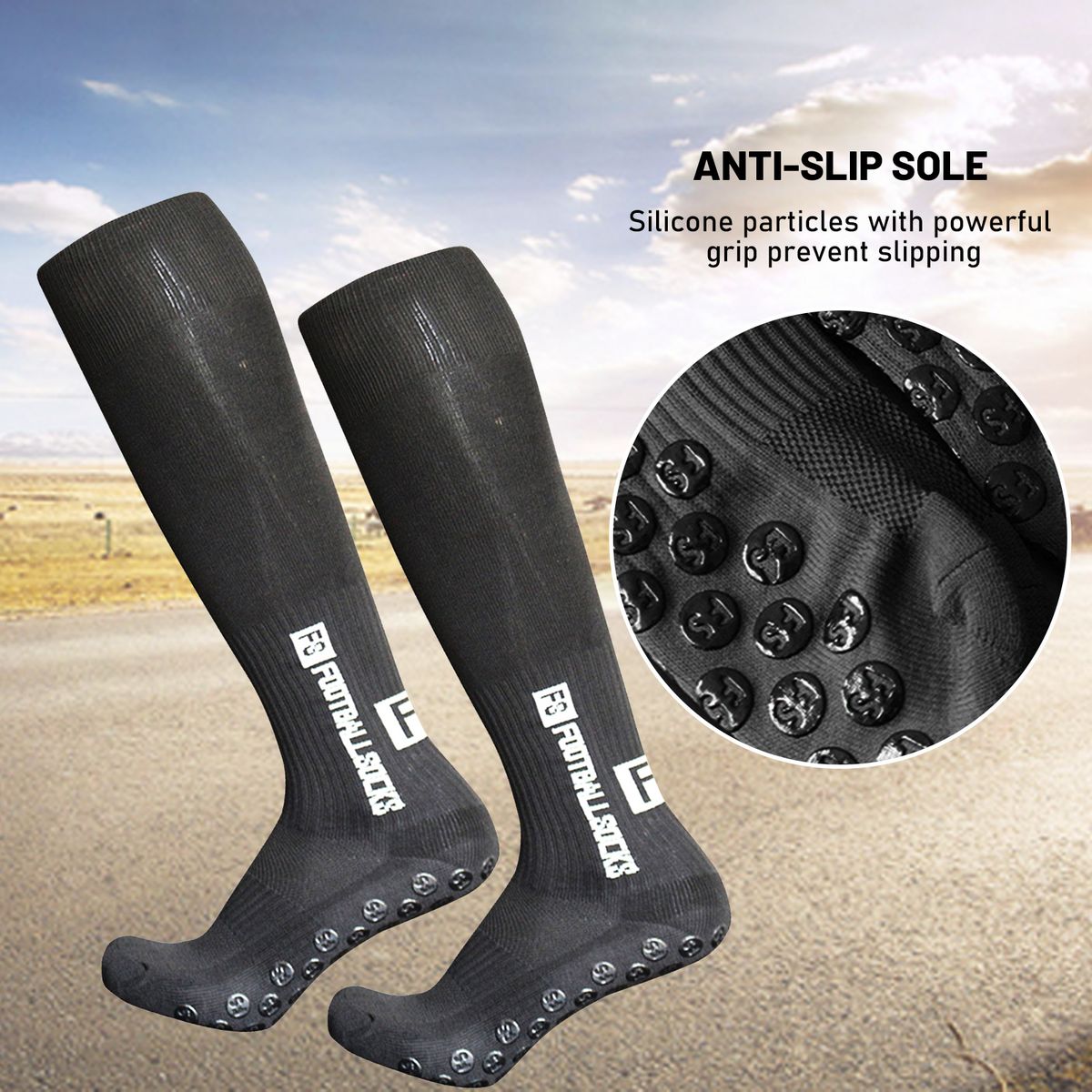 Football Socks Anti Slip Grips Stretchable Breathable