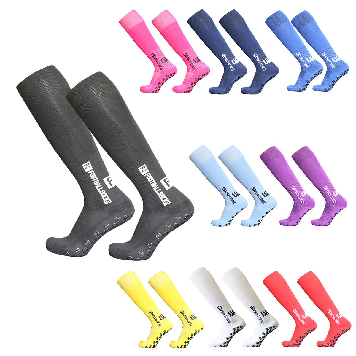 Football Socks Anti Slip Grips Stretchable Breathable