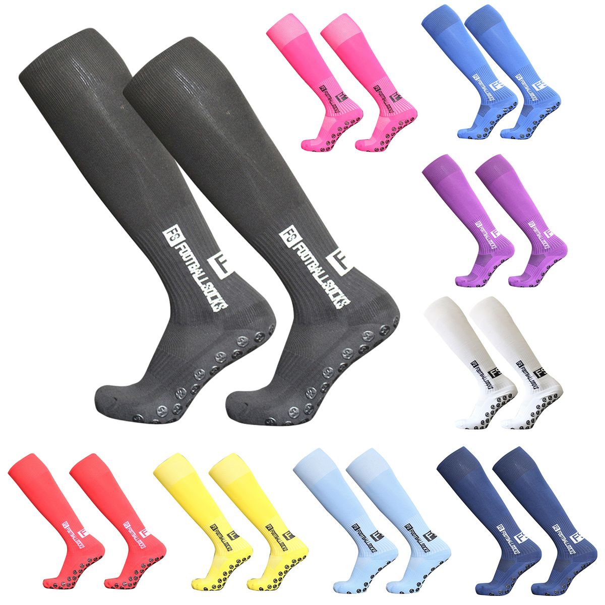 Football Socks Anti Slip Grips Stretchable Breathable