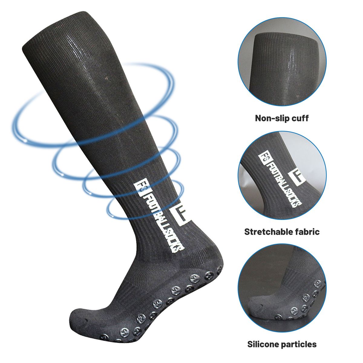 Football Socks Anti Slip Grips Stretchable Breathable