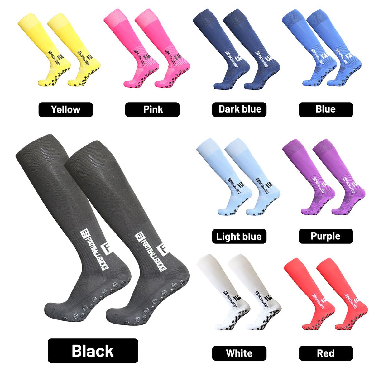 Football Socks Anti Slip Grips Stretchable Breathable