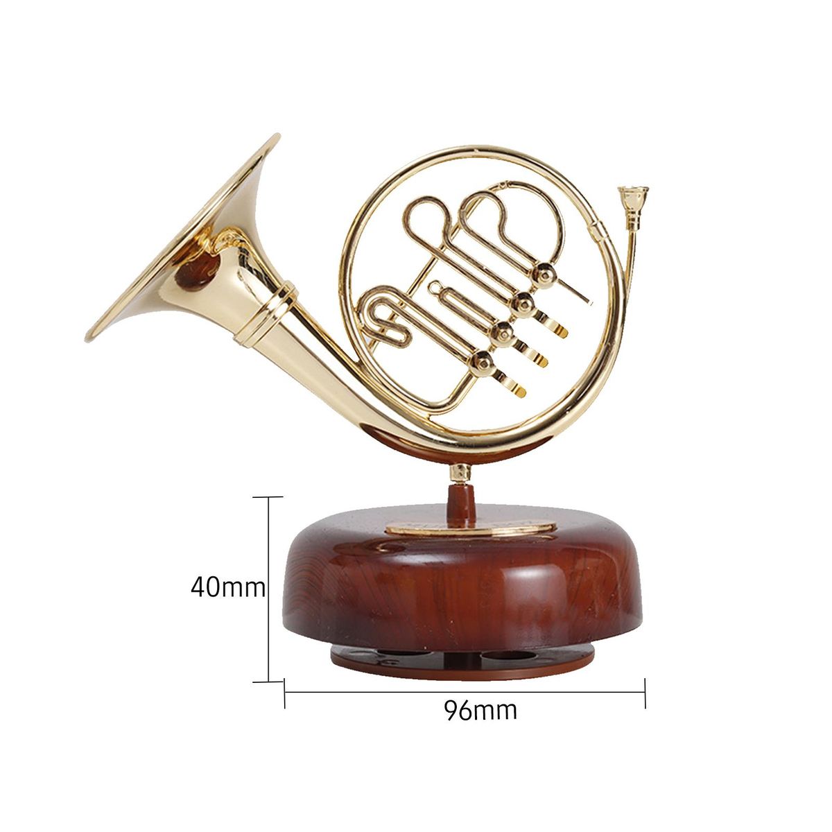 French Horn Music Box Classical Wind Up Musicbox Twirling Music Box Rotating Base Brass Wind Instrument Miniature Replica Artware Gift for Christmas Birthday Valentine's Day Mother's Day Father's Day