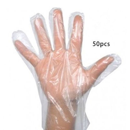 Food Plastic Gloves PE Eco-friendly Fruit Vegetable Gloves Disposable Gloves For Restaurant Kitchen BBQ  50PCS