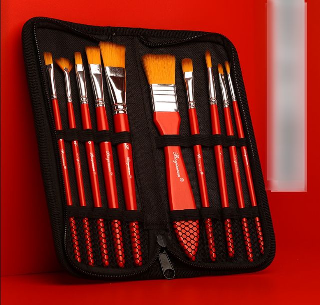 10 Pieces Multipurpose Artist Paint Brush Set+Carrying Case