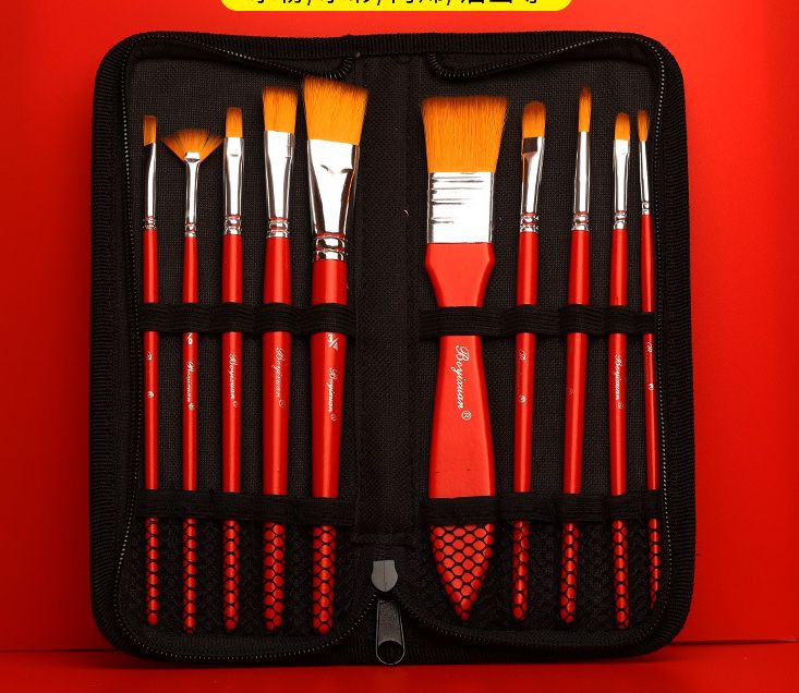10 Pieces Multipurpose Artist Paint Brush Set+Carrying Case