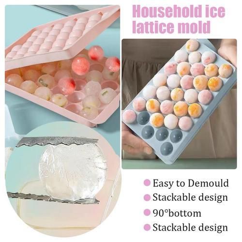 Household Ice Hockey Ice Cube Mold Food Grade Press Mold With Cover Silicone Homemade Ice Cube Ice Box Kitchen Tools