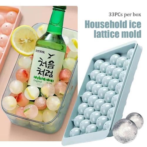 Household Ice Hockey Ice Cube Mold Food Grade Press Mold With Cover Silicone Homemade Ice Cube Ice Box Kitchen Tools