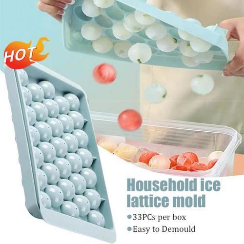 Household Ice Hockey Ice Cube Mold Food Grade Press Mold With Cover Silicone Homemade Ice Cube Ice Box Kitchen Tools