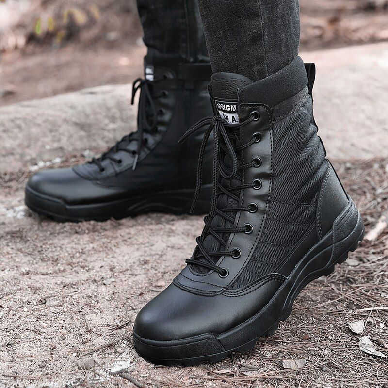 Black Tactical Ary Boots Men Boots Special Force Desert Combat  Boots Man Hiking Boots Ankle Shoes Men Work Safty Shoes-black TSCJX-05
