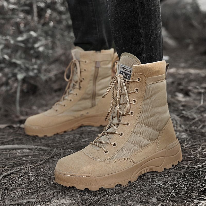 Black Tactical Ary Boots Men Boots Special Force Desert Combat  Boots Man Hiking Boots Ankle Shoes Men Work Safty Shoes-black TSCJX-05