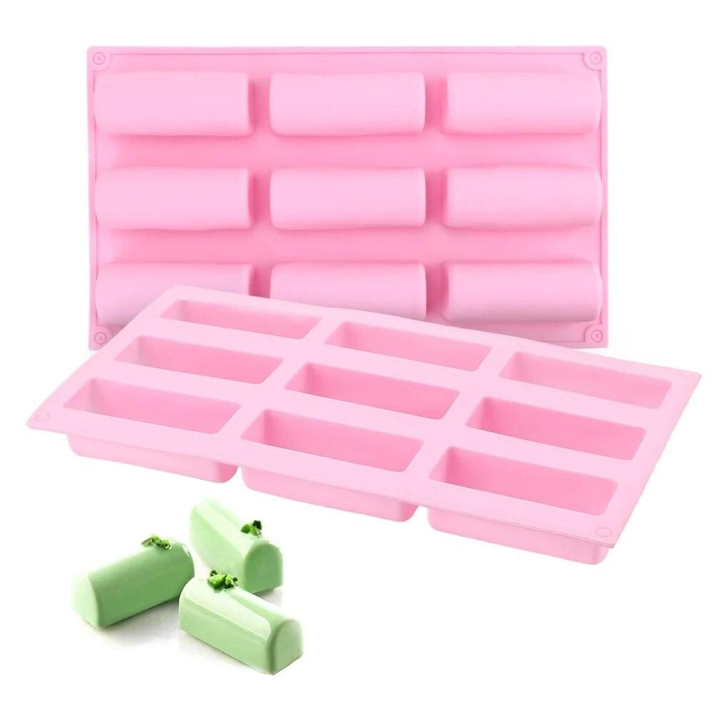 9 Hole Semi-Cylindrical Strip Shape Cake Tray Candy Chocolate Gumpaste Moulds DIY Fondant Mousse Cake Silicone Mold