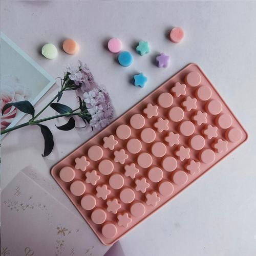 Round Five Pointed Star Shape Silicone Candy Mold, Cartoon Gum Mold Interesting Chocolate Biscuit Ice Cube Mould Baking