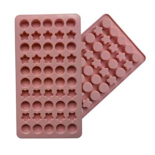 Round Five Pointed Star Shape Silicone Candy Mold, Cartoon Gum Mold Interesting Chocolate Biscuit Ice Cube Mould Baking