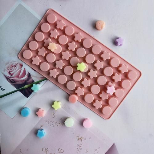 Round Five Pointed Star Shape Silicone Candy Mold, Cartoon Gum Mold Interesting Chocolate Biscuit Ice Cube Mould Baking