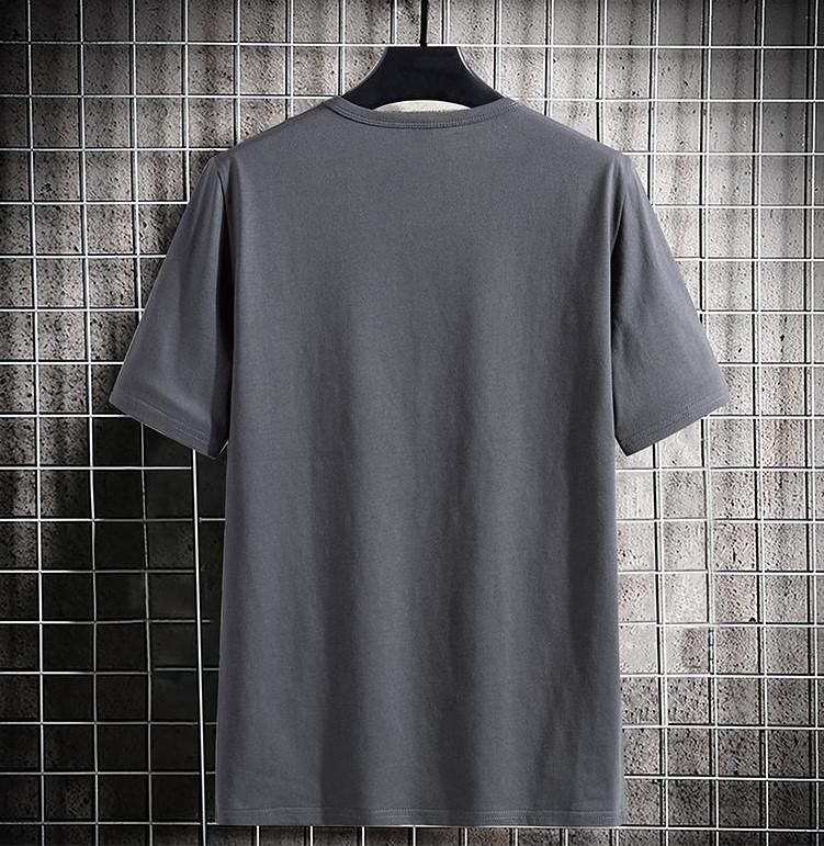 Men summer icon printed short sleeve round neck T-shirt cotton - Parkour Grey