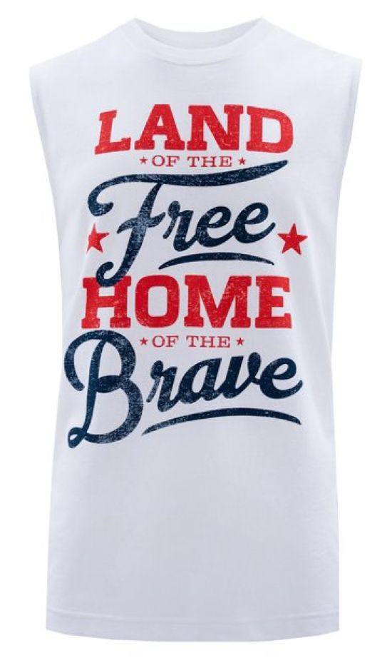 Graphic Freedom Tank Top T Shirt For Men White/Red