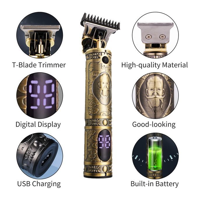 Men Hair Clippers With LCD Display Cordless Barber Clipper