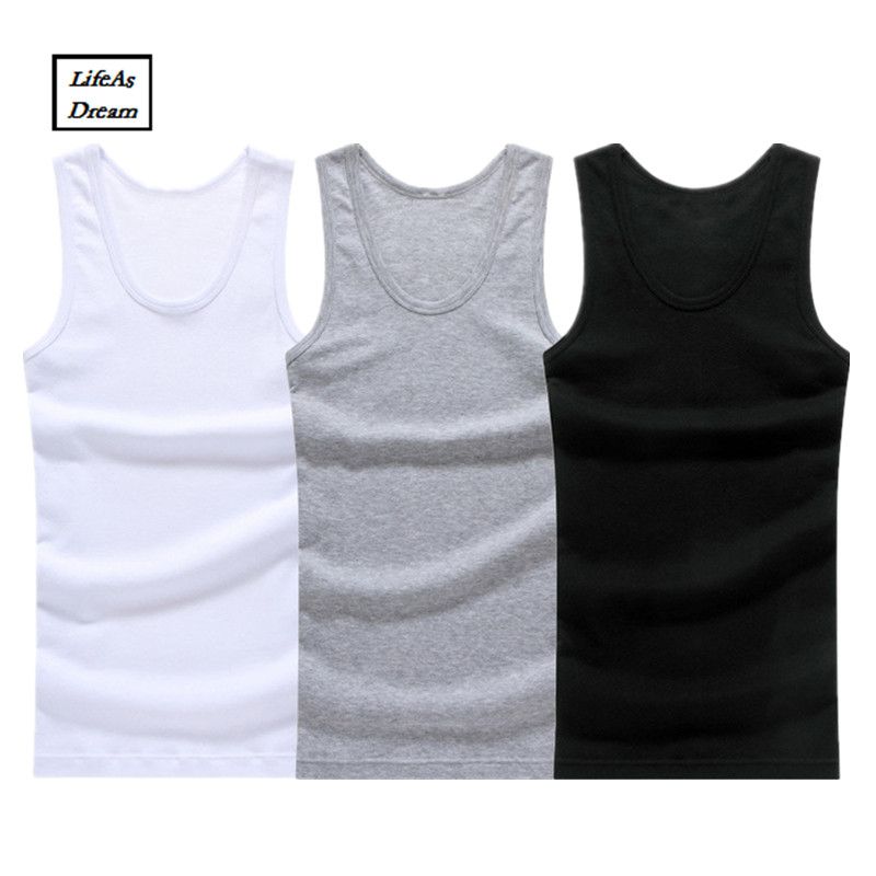 3Pcs Men Fitness Tank Top Casual Sports Sleeveless Shirt Male Vest Fashion Bodybuilding Man Gym Workout Clothing Pure Singlet-bx-3se