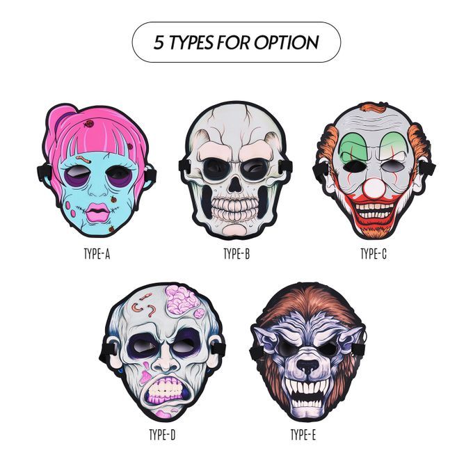 Halloween Scary Mask LED Sound Activated Light Up Masks