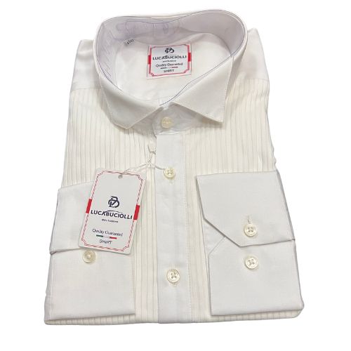 Straight Pleated Wing Collar Wedding Dinner Tuxedo White Shirt