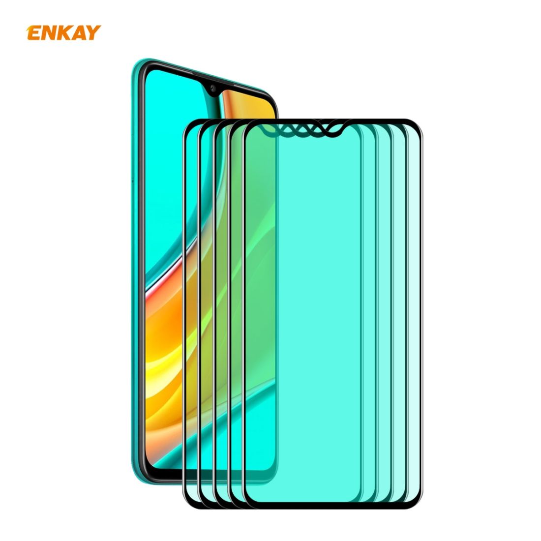 For Xiaomi Redmi Note 8 Pro 5 PCS ENKAY Hat-Prince 0.26mm 9H 6D Curved Full Screen Eye Protection Green Film Tempered Glass Protector