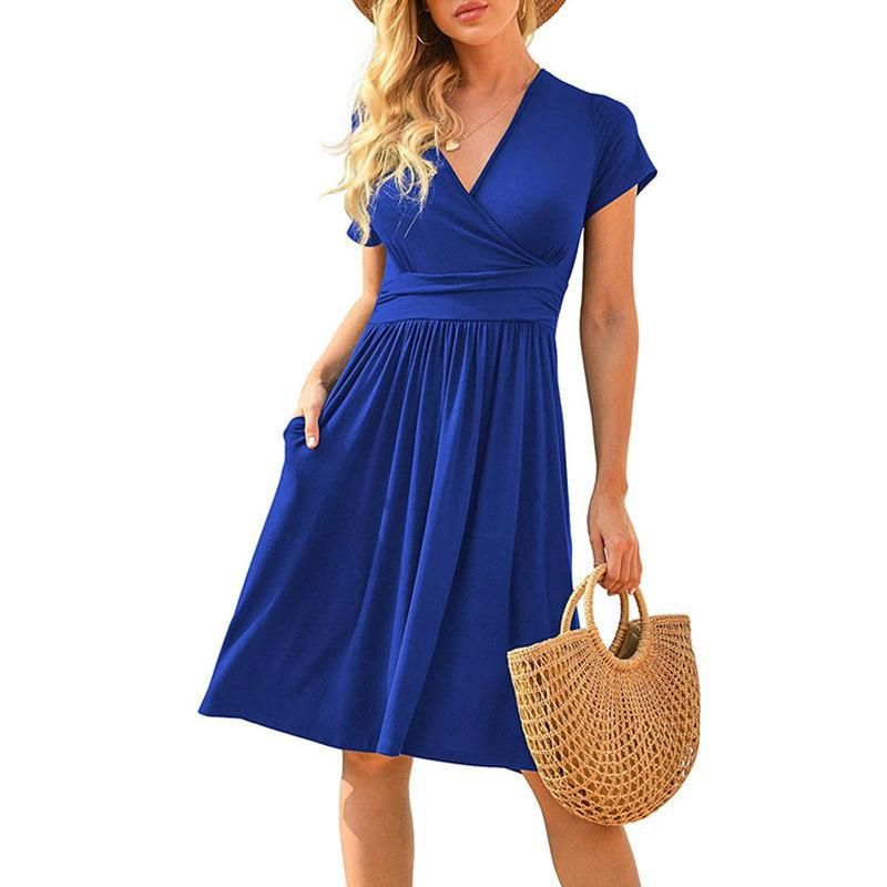 Brand 2022 Summer Leisure City Leisure Women's V-neck A-line Dress Origin