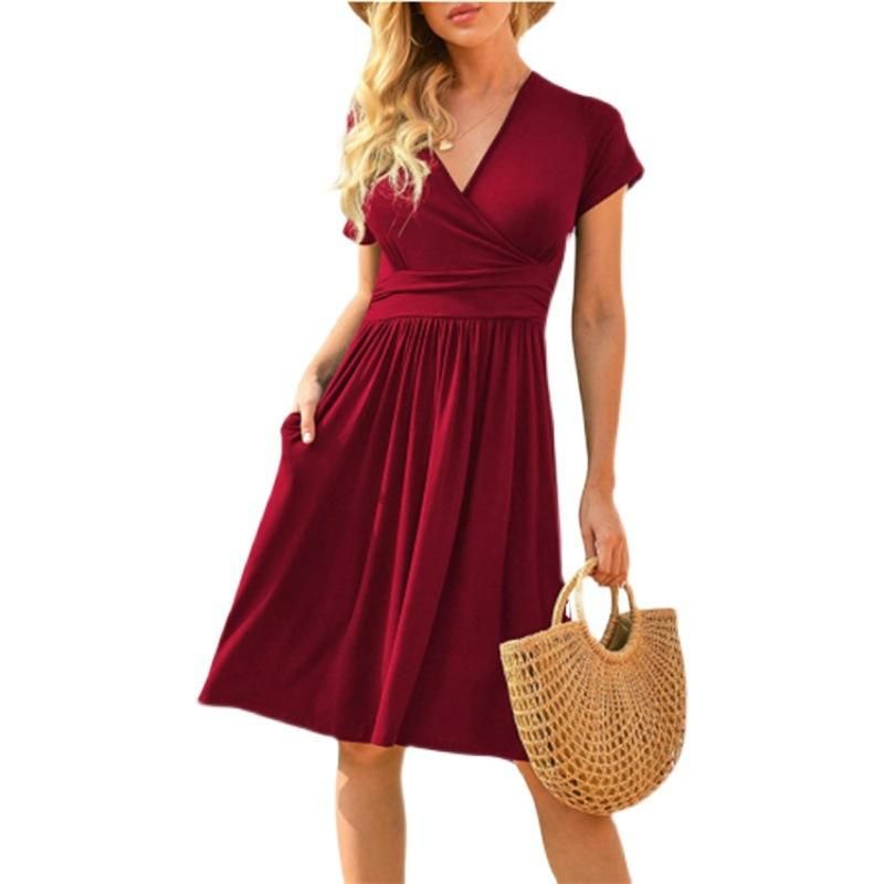 Brand 2022 Summer Leisure City Leisure Women's V-neck A-line Dress Origin
