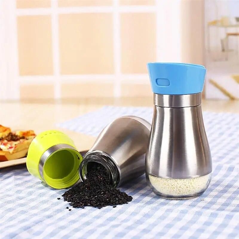 3pcs Seasoning Shaker Spice Bottles Stainless Steel Seasoning Cooking Tool Accessarie Kitchen Seasoning Bottle Pepper Grinder