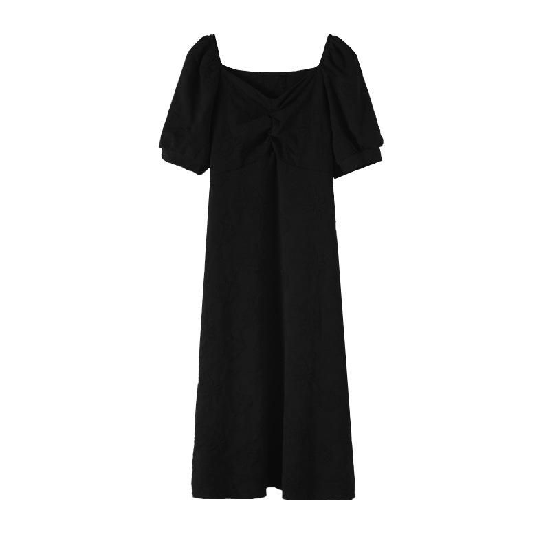Zhiyun minority embossed dark flower dress 2022 spring summer Hepburn style little black dress first love dress zy00020