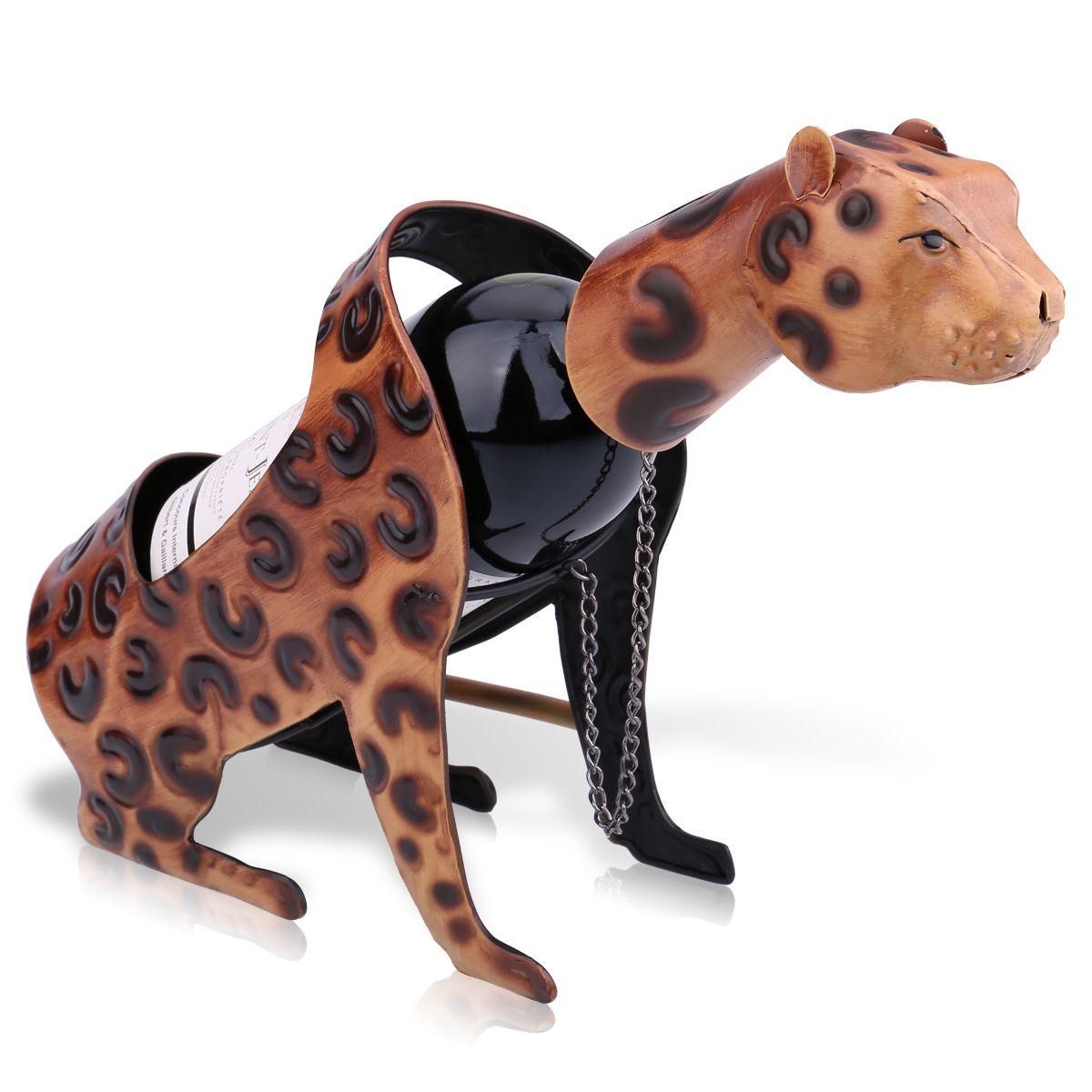 TOOARTS Leopard Wine Shelf Leopard Wine shelf Metal Sculpture Practical sculpture Home decoration Interior decoration Crafts