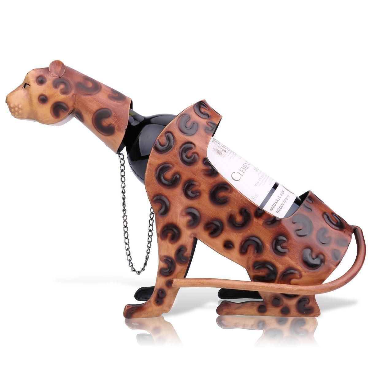 TOOARTS Leopard Wine Shelf Leopard Wine shelf Metal Sculpture Practical sculpture Home decoration Interior decoration Crafts