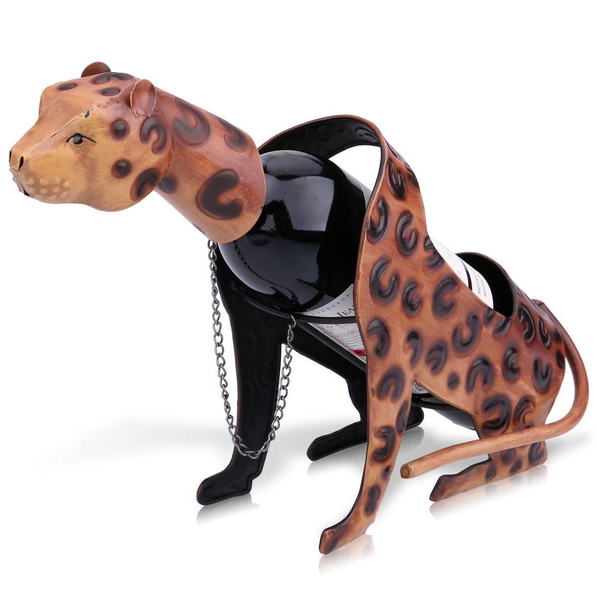 TOOARTS Leopard Wine Shelf Leopard Wine shelf Metal Sculpture Practical sculpture Home decoration Interior decoration Crafts