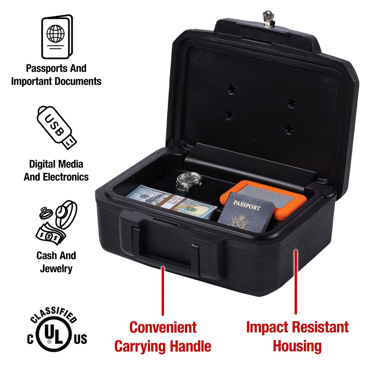 Fire Protection Safe 0.18 Cubic Foot Key Lock